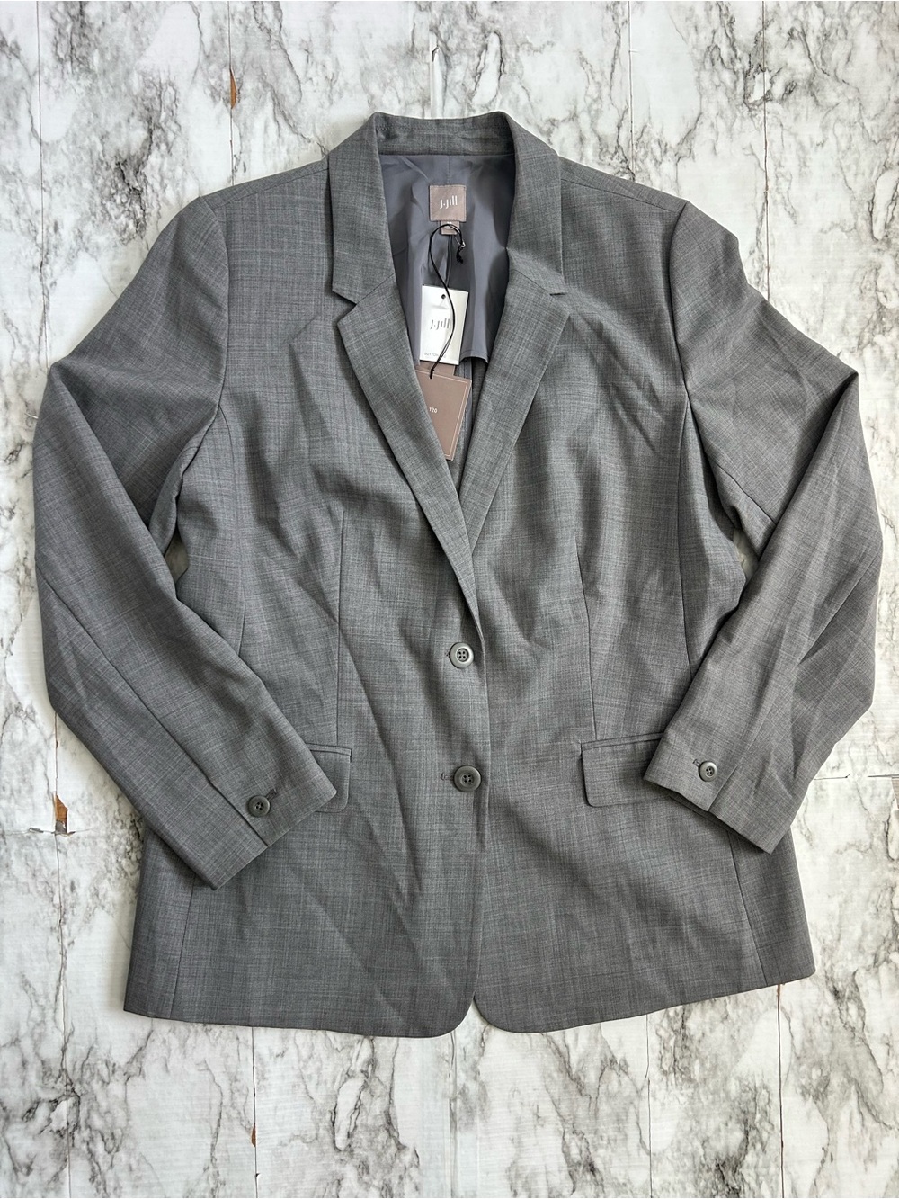 J. Jill NWT Sz 14 Simple 120 Washable wool Lightweight Wool Blazer Jacket gray